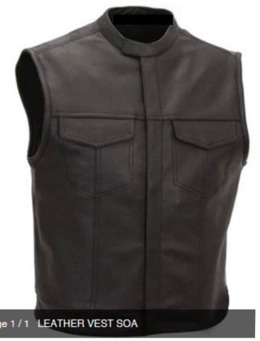 CHALECO DE CUERO SOA BS 3003 CUELLO CON ABROCHE